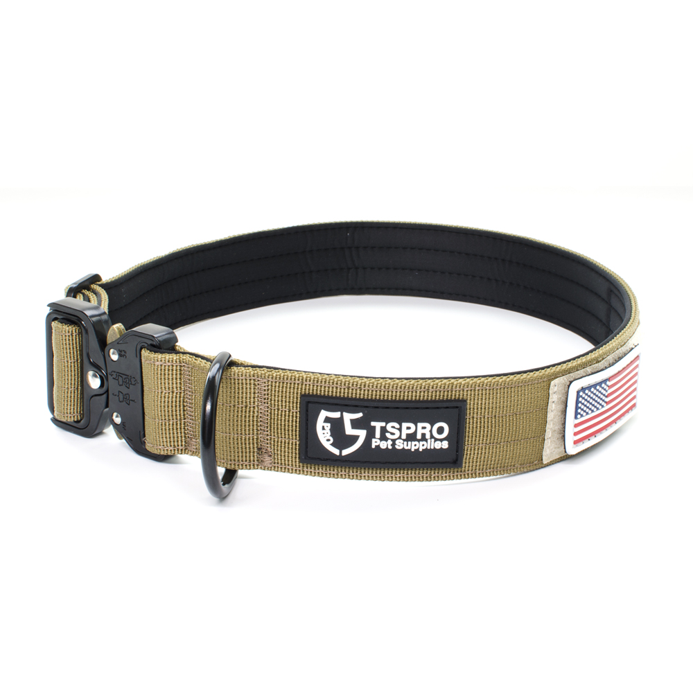 Heavy duty tactical Dog collar with magic tape-brown